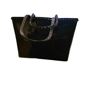 Carmen Sol New York Black Jelly Studded Tote Bag Made in Italy Shopper